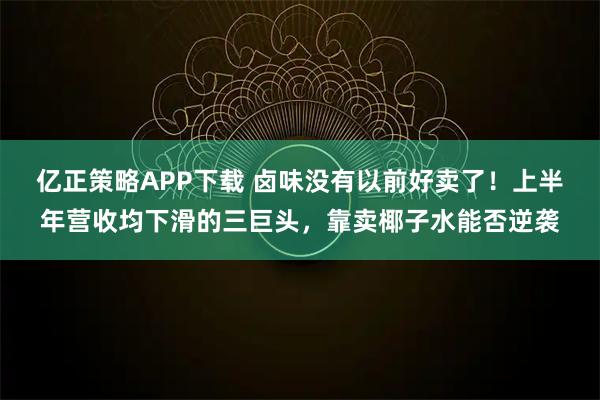 亿正策略APP下载 卤味没有以前好卖了！上半年营收均下滑的三巨头，靠卖椰子水能否逆袭